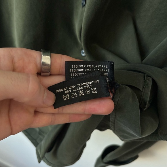 Ralph Lauren Black Label Silk Shirt Women’s Size 6 Long Sleeve Button Dark Green - Picture 7 of 9